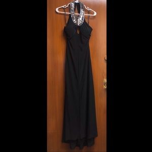 black jeweled halter top evening gown size 10